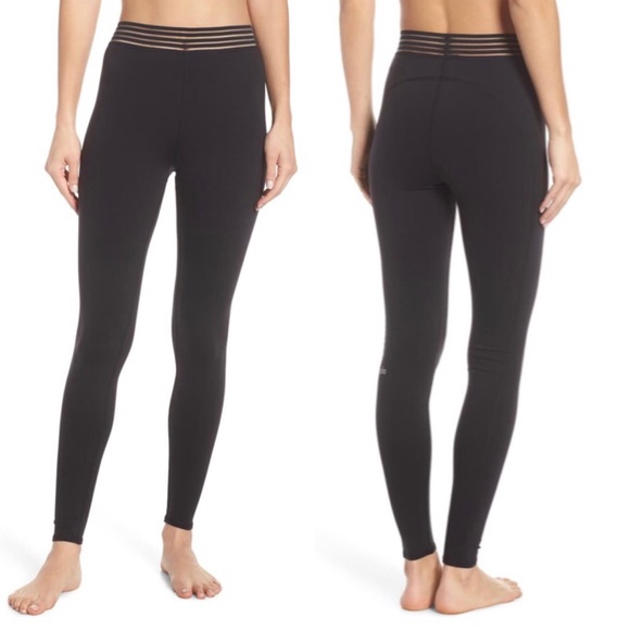 ALO Yoga Pants - Alo Yoga striped mesh waistband leggings